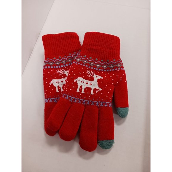 Xingfan Women's Winter Knit Gloves Knit Lining Elastic Cuff Texting Reindeer NEW - Picture 1 of 6